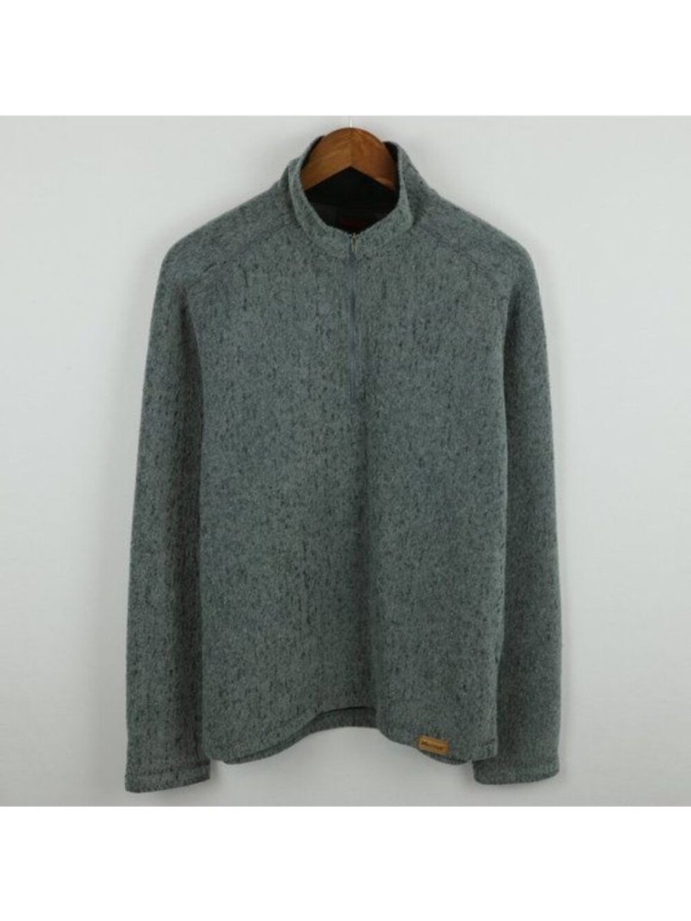 Marmot Men's Medium Gray Wool Blend 1/4 Zip Knit Pullover Jacket